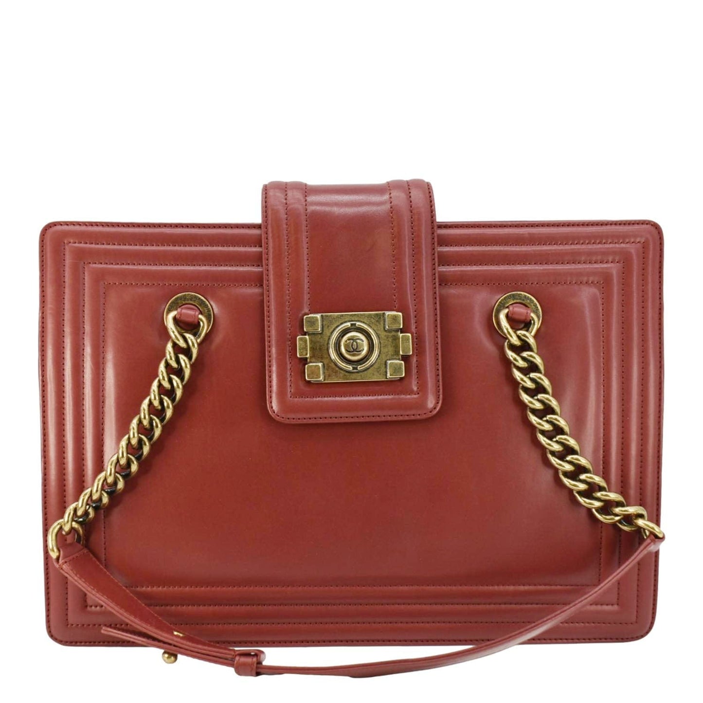 Chanel Jetsetter Boy Leather Red Travel Bag