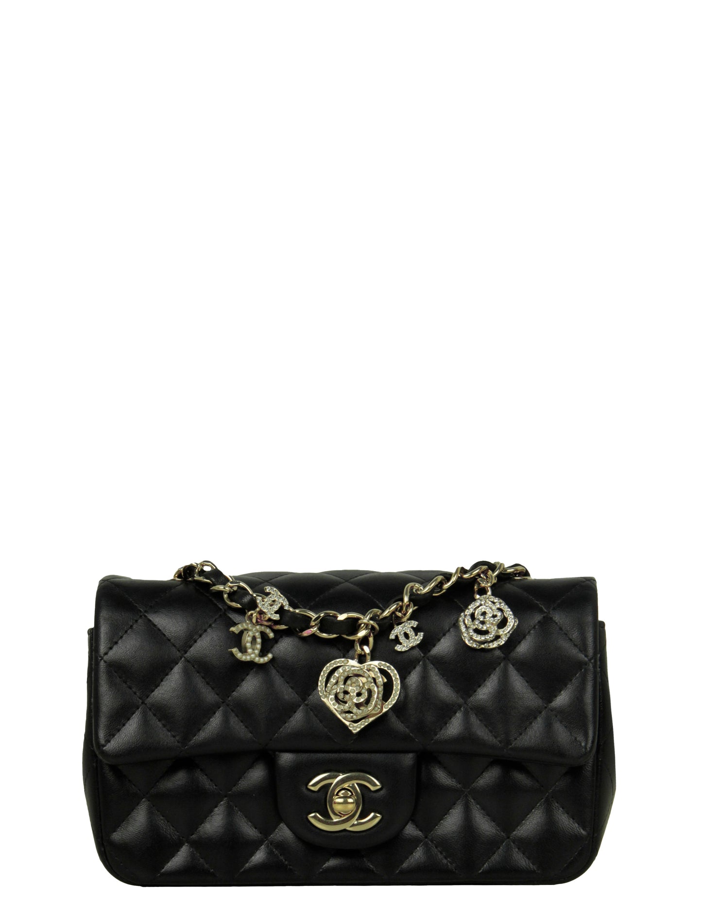 Chanel Black Valentine Charms Mini Rectangular Flap Bag
