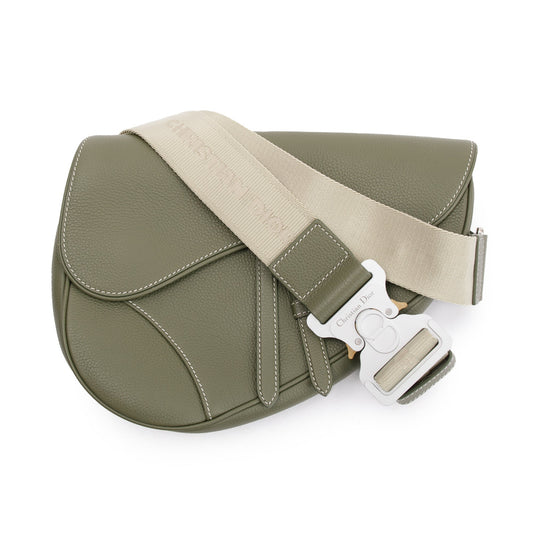 Dior Christian Saddle Bag Leather Green Travel Bag