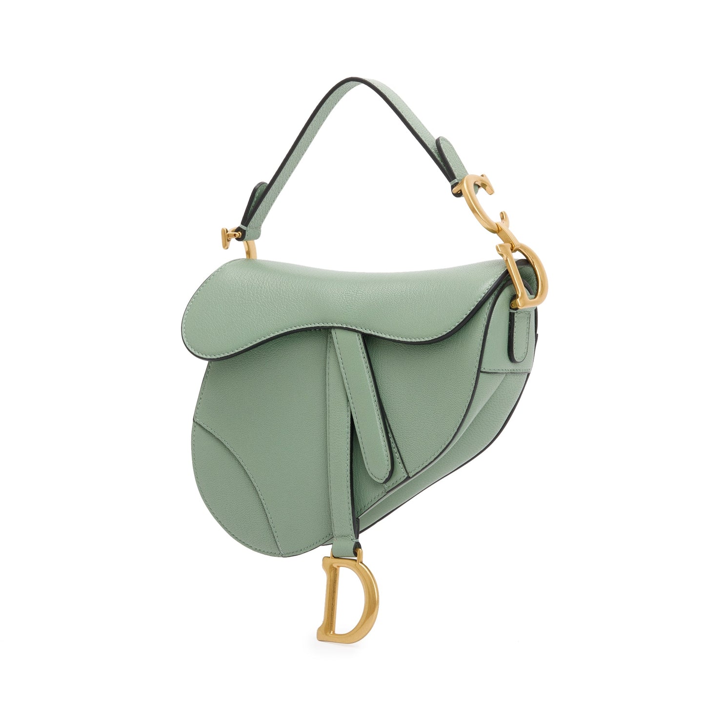 Dior Christian Calfskin Saddle Bag Leather Green Travel Bag