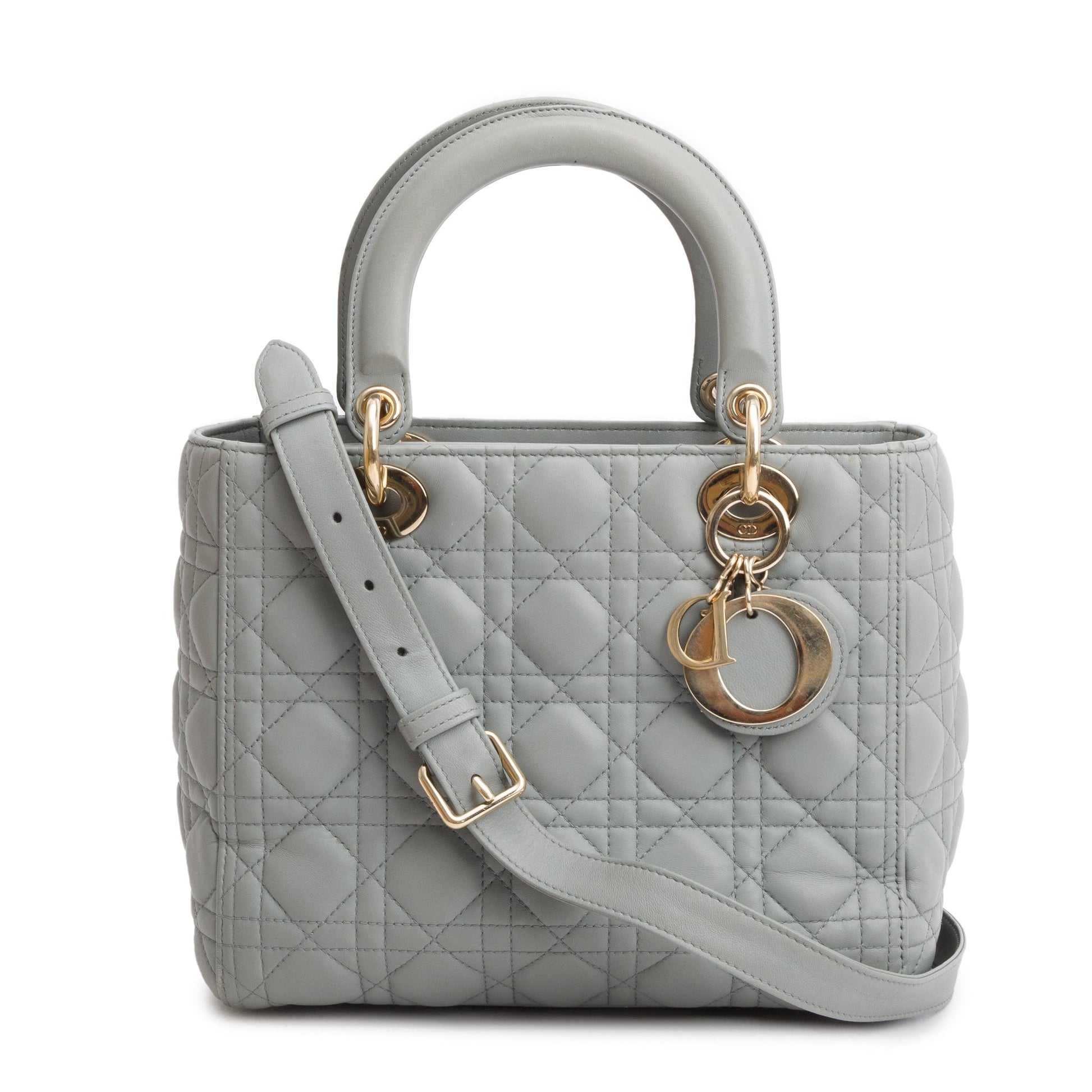 Dior Christian Grey Cannage Lambskin Lady Bag Leather Medium Travel Bag