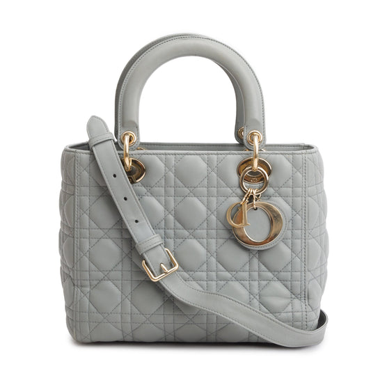 Dior Christian Grey Cannage Lambskin Lady Bag Leather Medium Travel Bag
