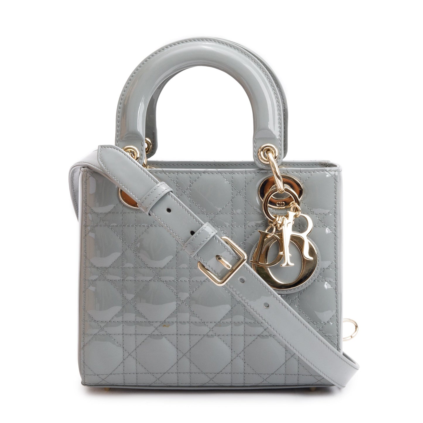 Dior Christian Grey Patent Cannage Lady Bag Leather Small Travel Bag