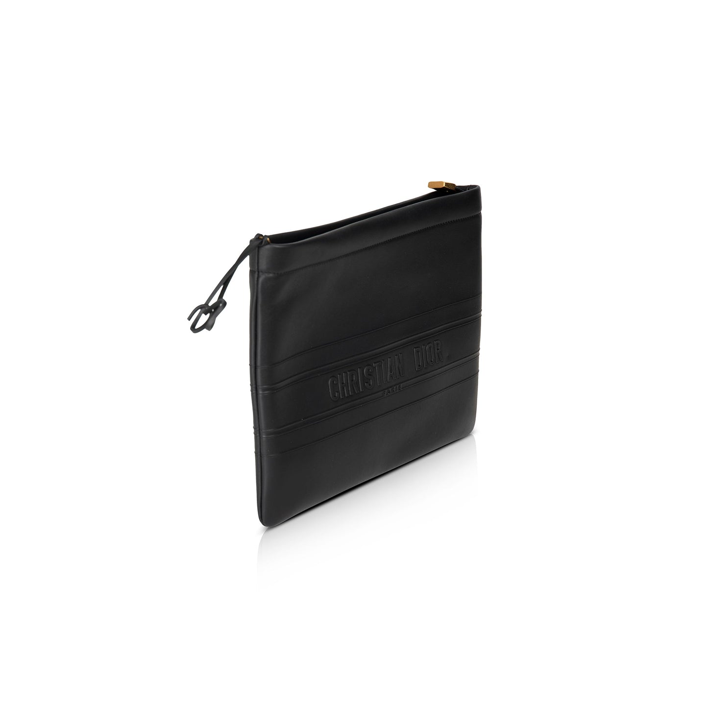 Dior Christian Zip Clutch Handbag Leather Logo Clutch Bag
