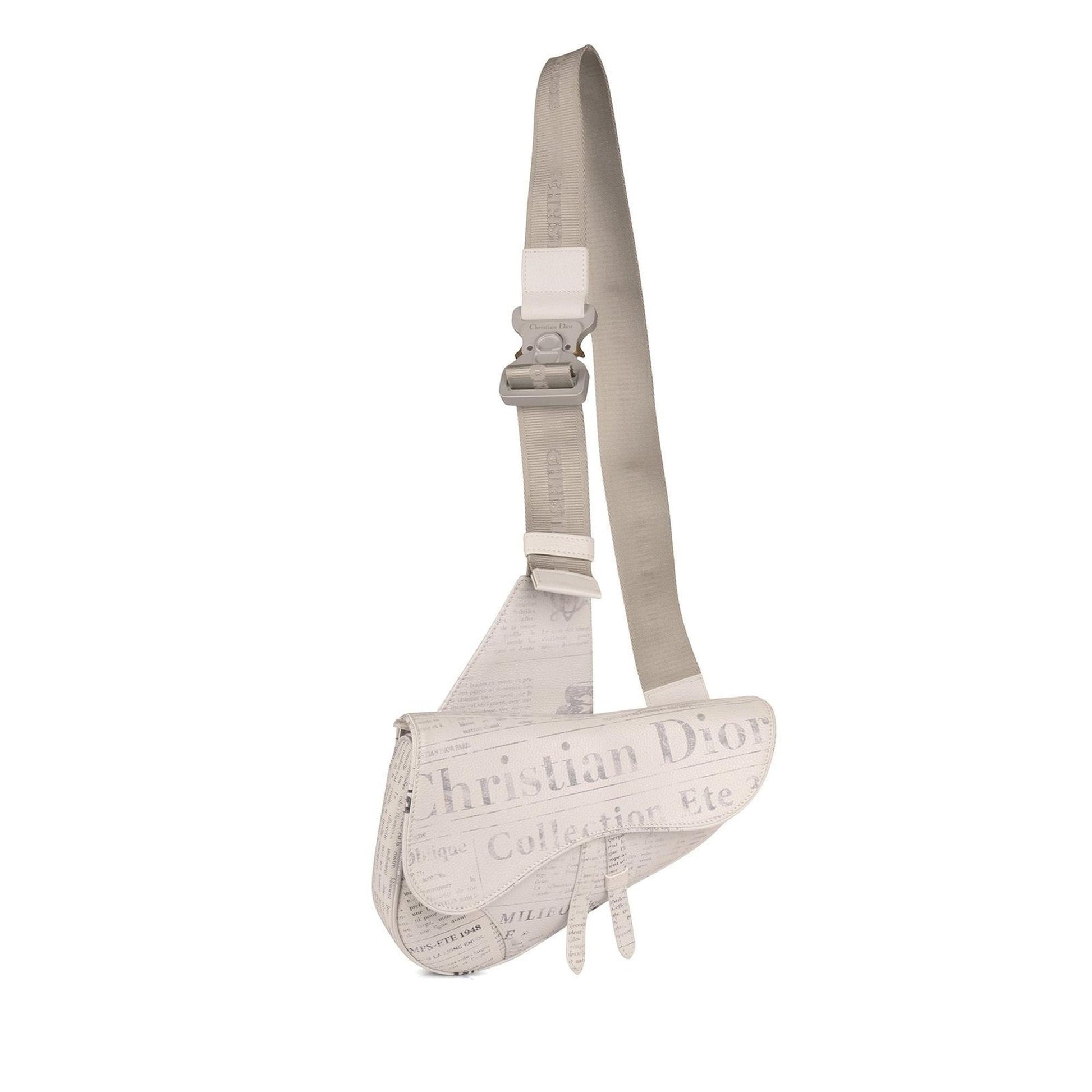Dior Christian Newspaper Print Saddle Bag Travel Bag