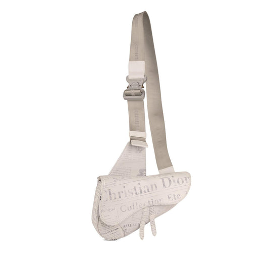 Dior Christian Newspaper Print Saddle Bag Travel Bag