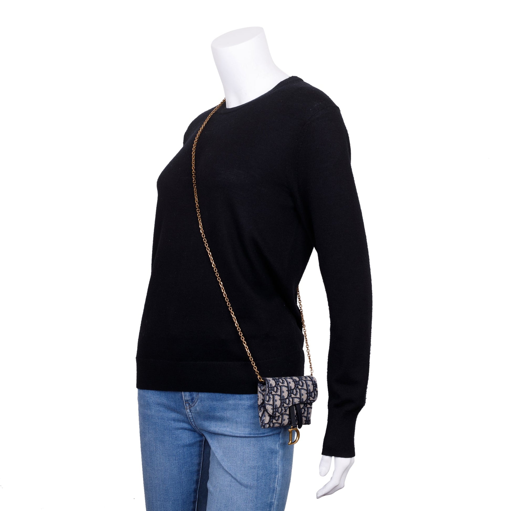Dior Christian Oblique Jacquard Nano Saddle Pouch Handbag Chain Travel Bag