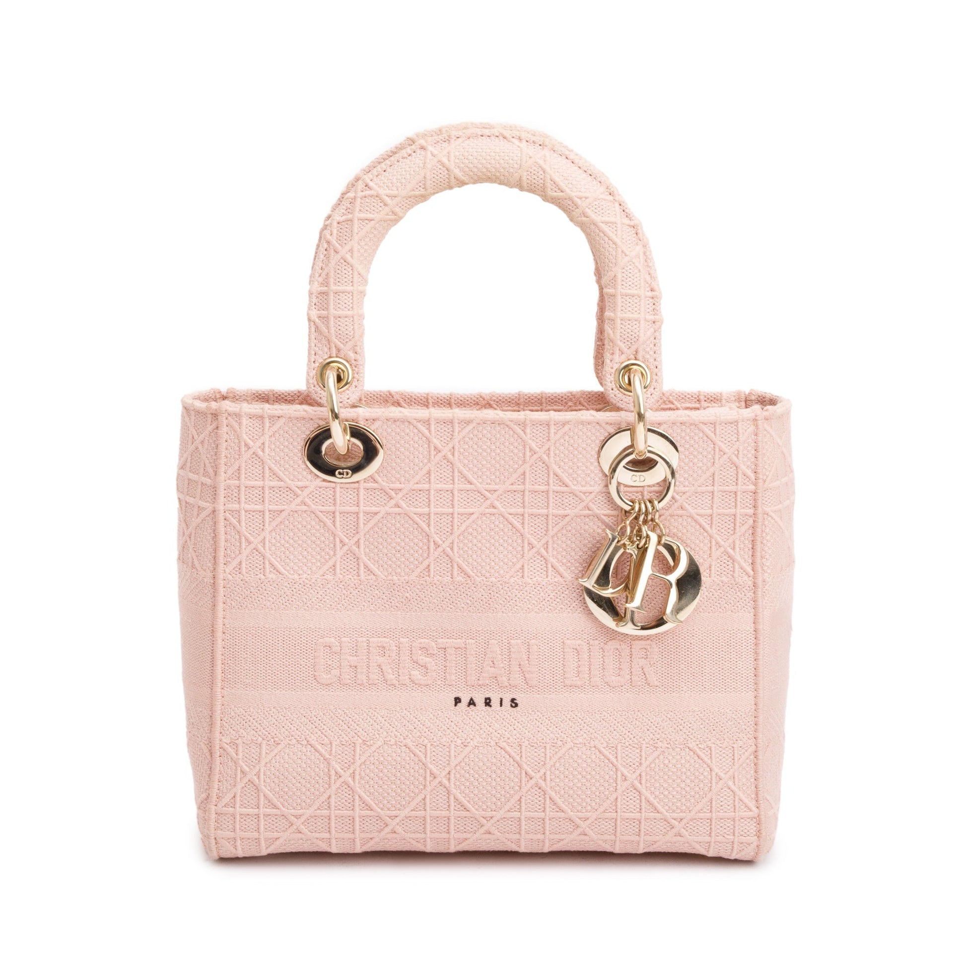 Dior Christian Cannage Lady D Lite Bag Pink Medium Travel Bag