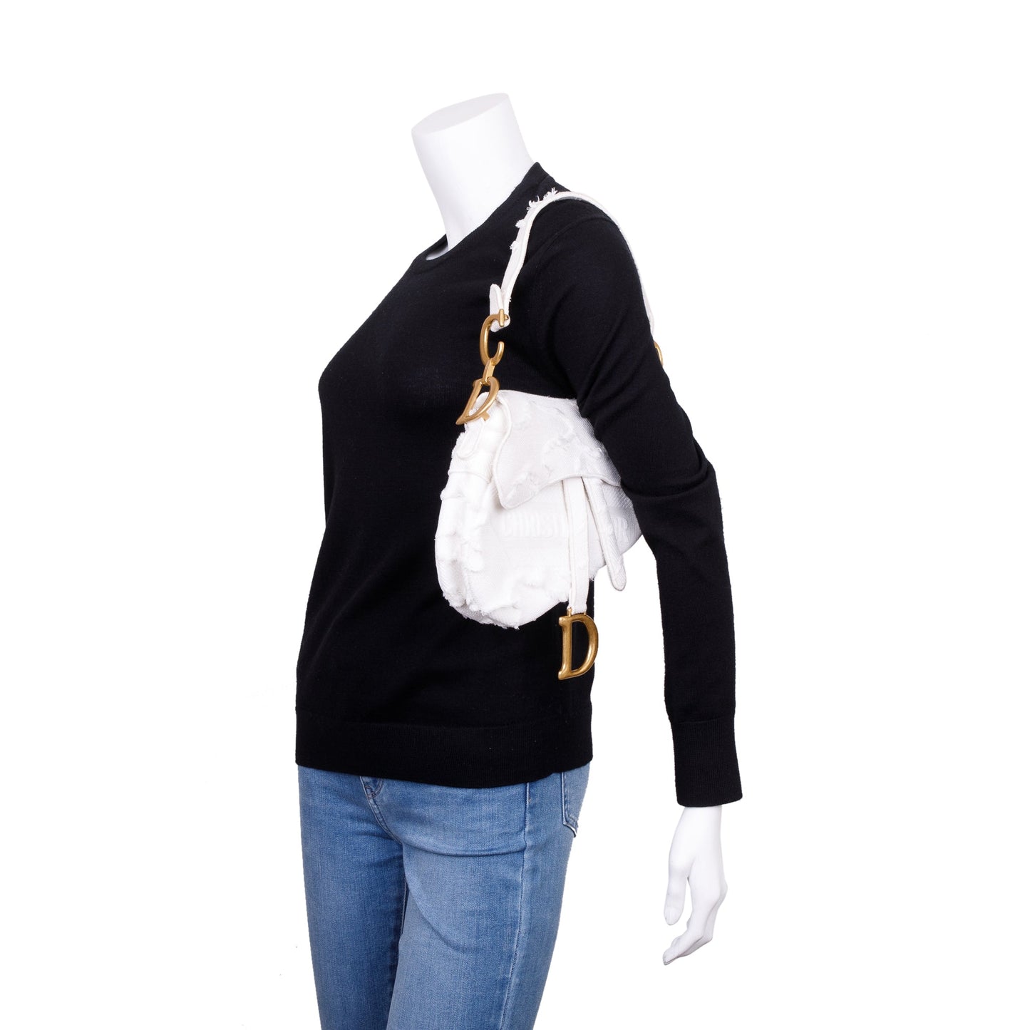 Dior Christian Embroidered Camouflage Medium Saddle Bag Canvas White Travel Bag