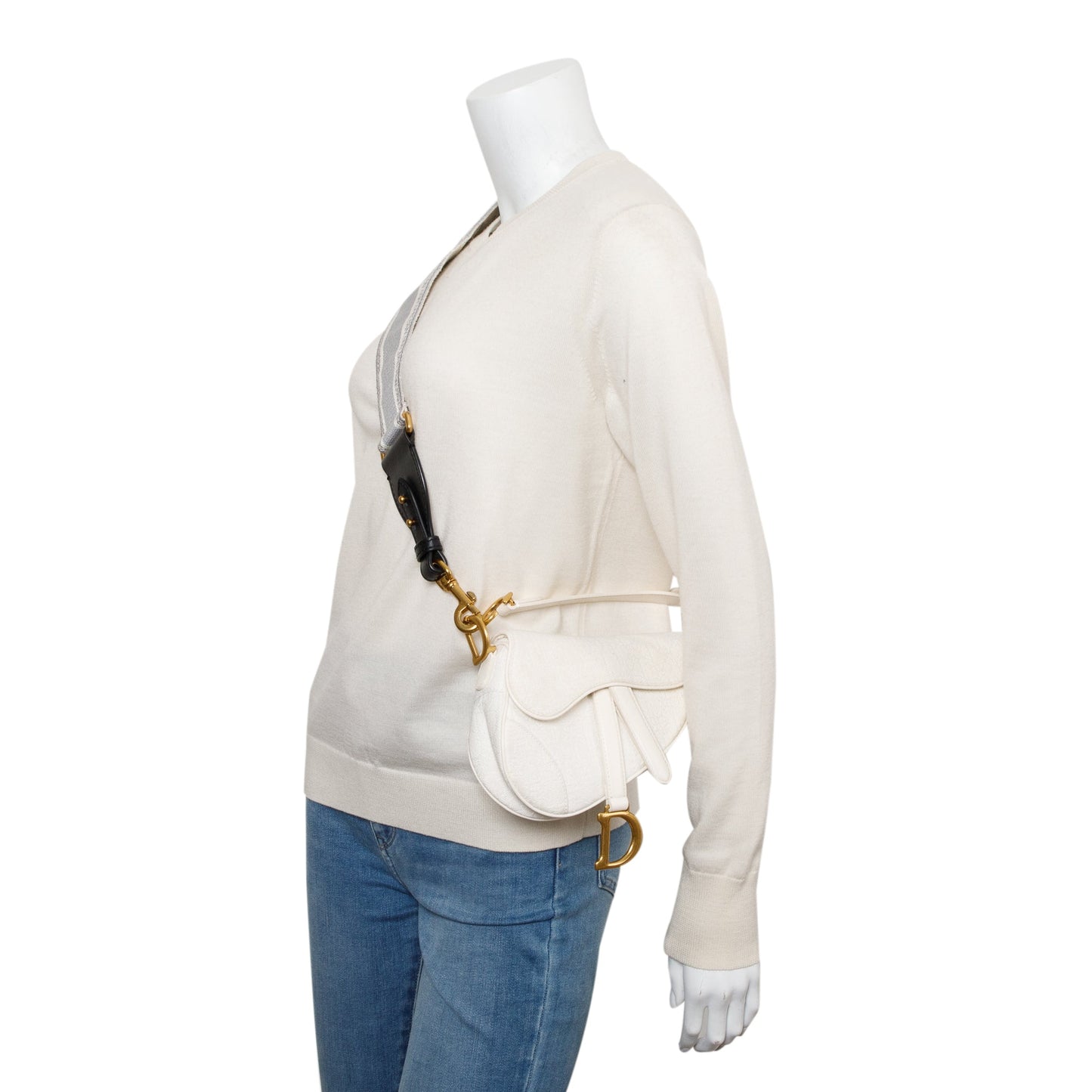 Dior Christian Oblique Saddle Bag White Mini Travel Bag