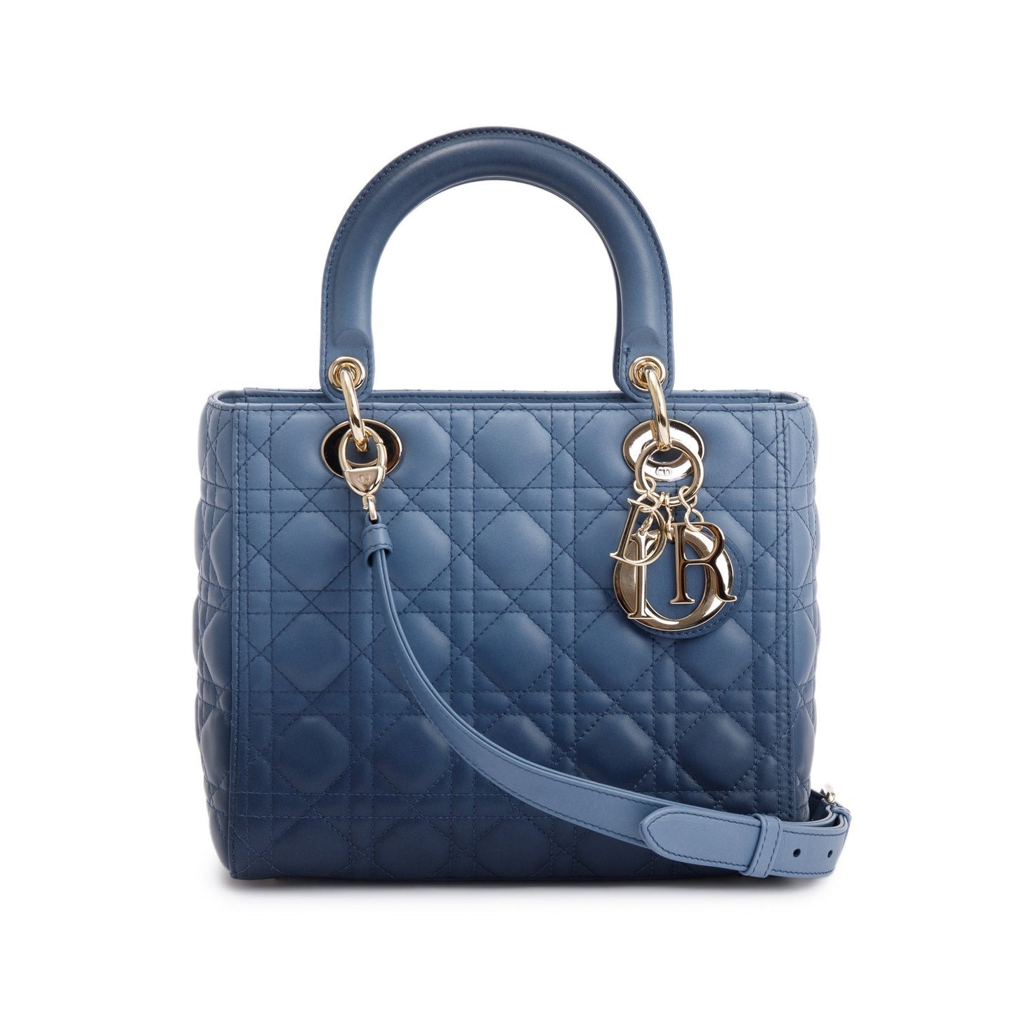Dior Christian Gradient Lady Bag Leather Blue Travel Bag
