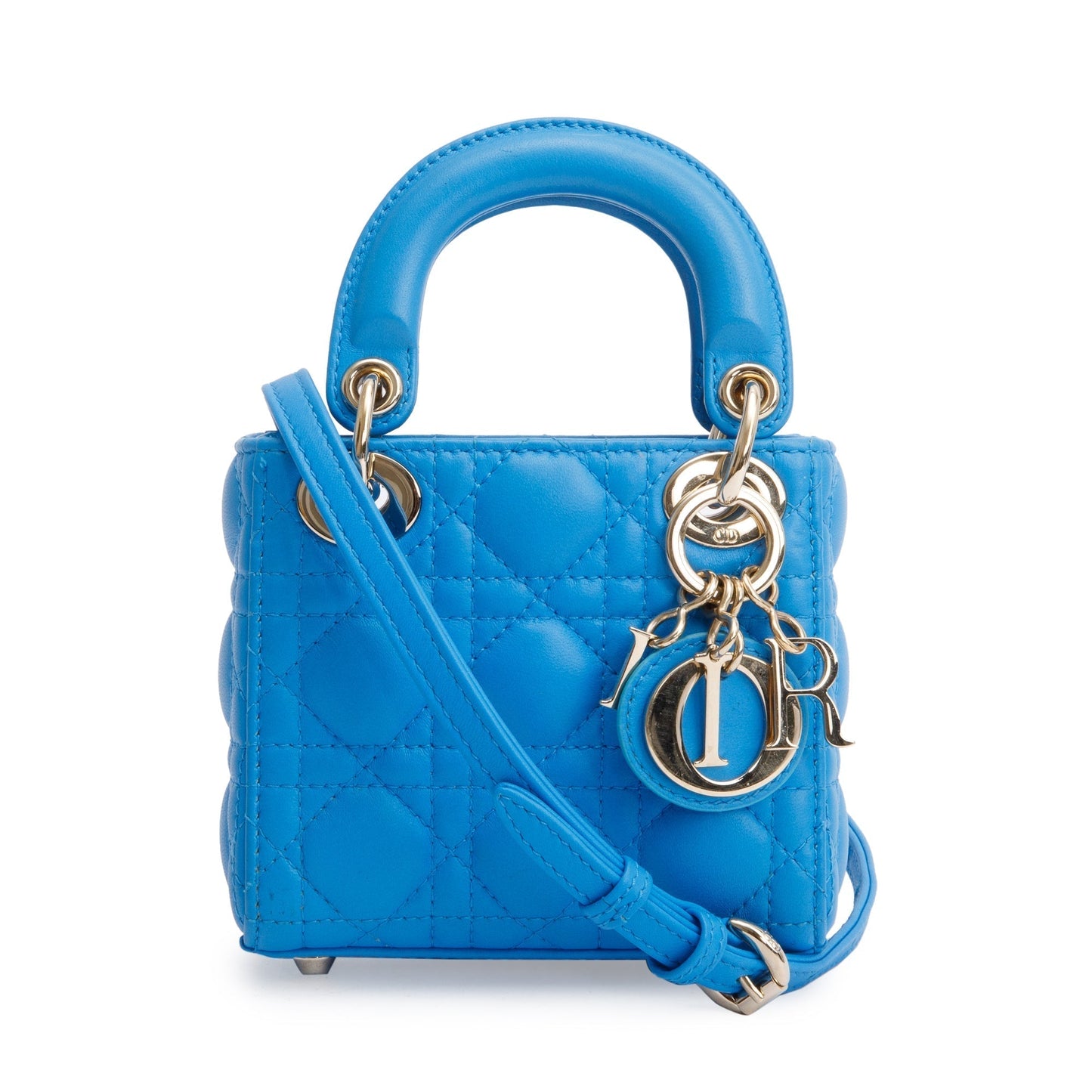 Dior Christian Micro Lady Bag Leather Blue Travel Bag