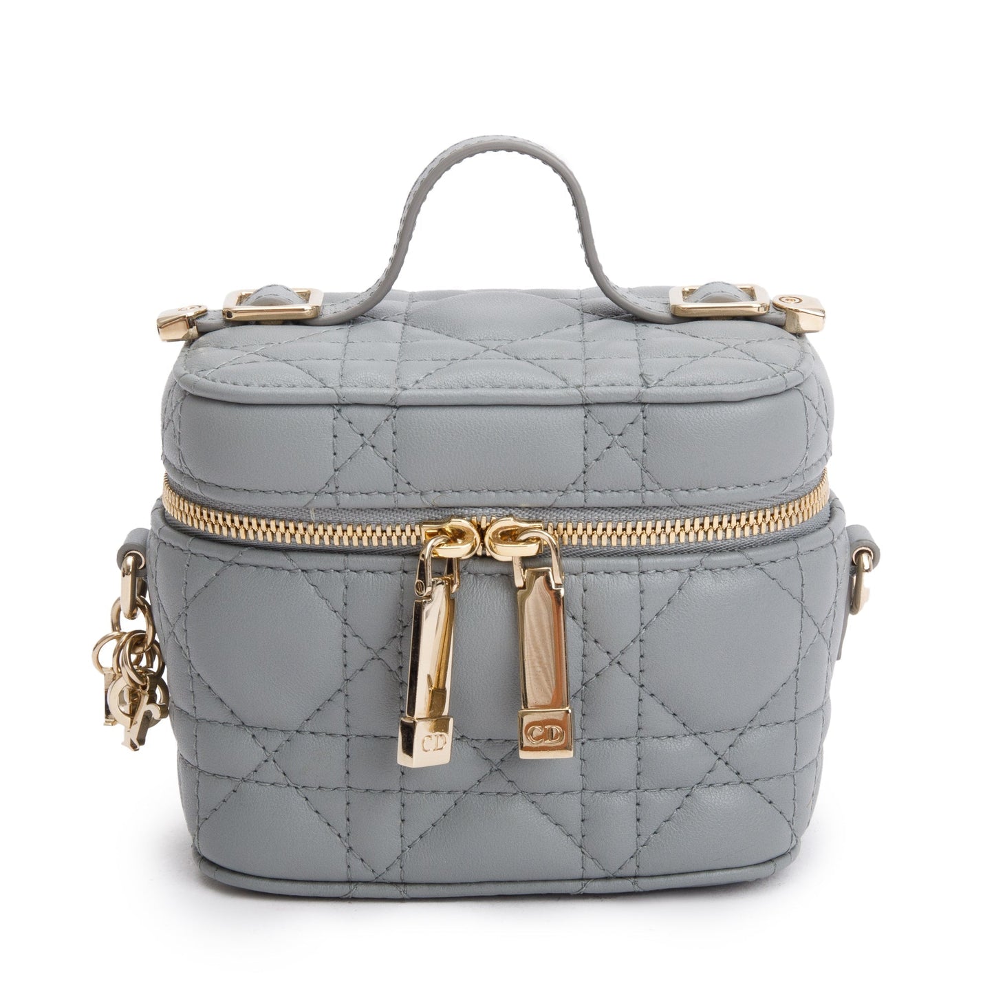 Dior Christian Grey Cannage Micro Lady Vanity Case Leather Travel Bag