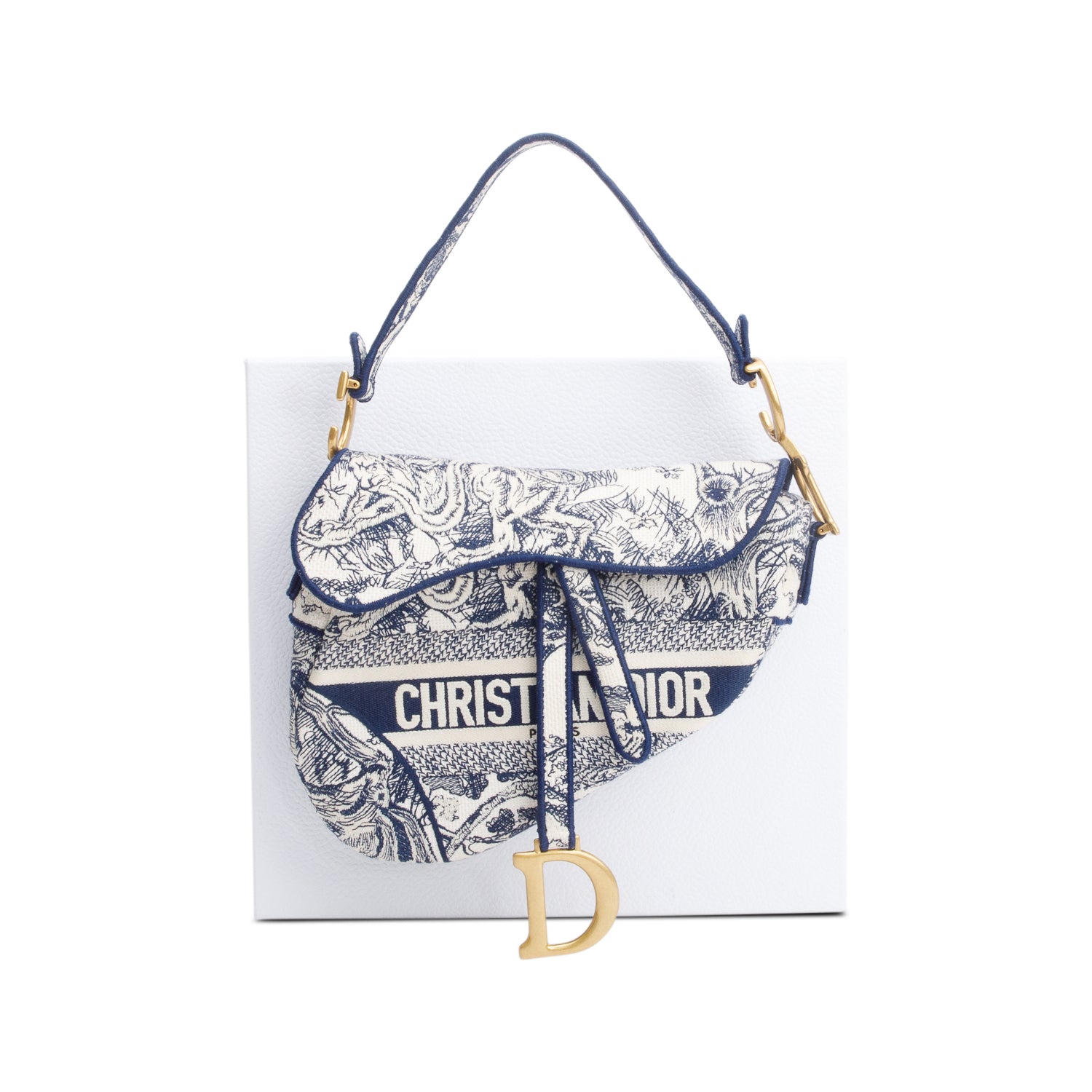 Dior Christian Toile De Jouy Saddle Bag Medium Travel Bag