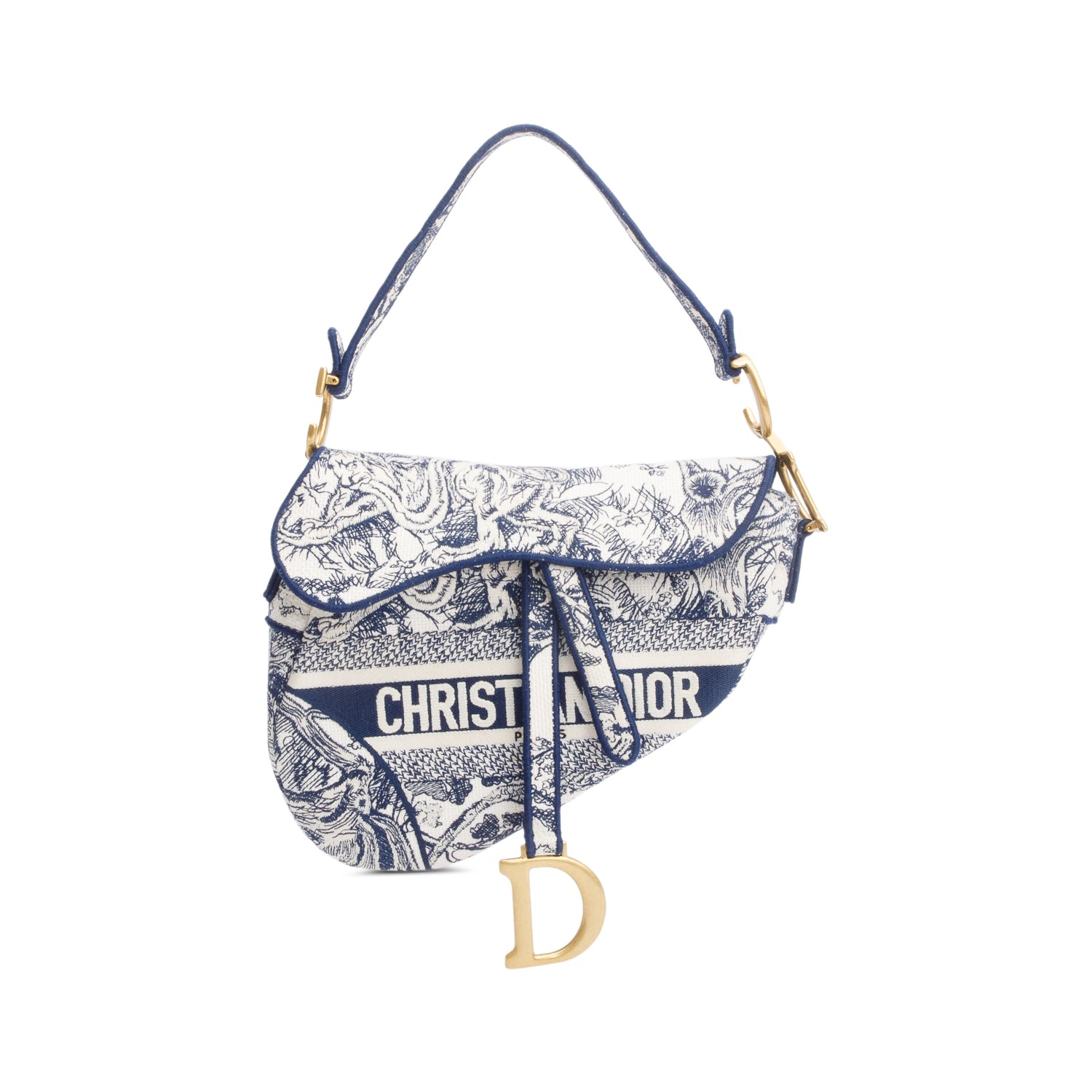 Dior Christian Toile De Jouy Saddle Bag Medium Travel Bag