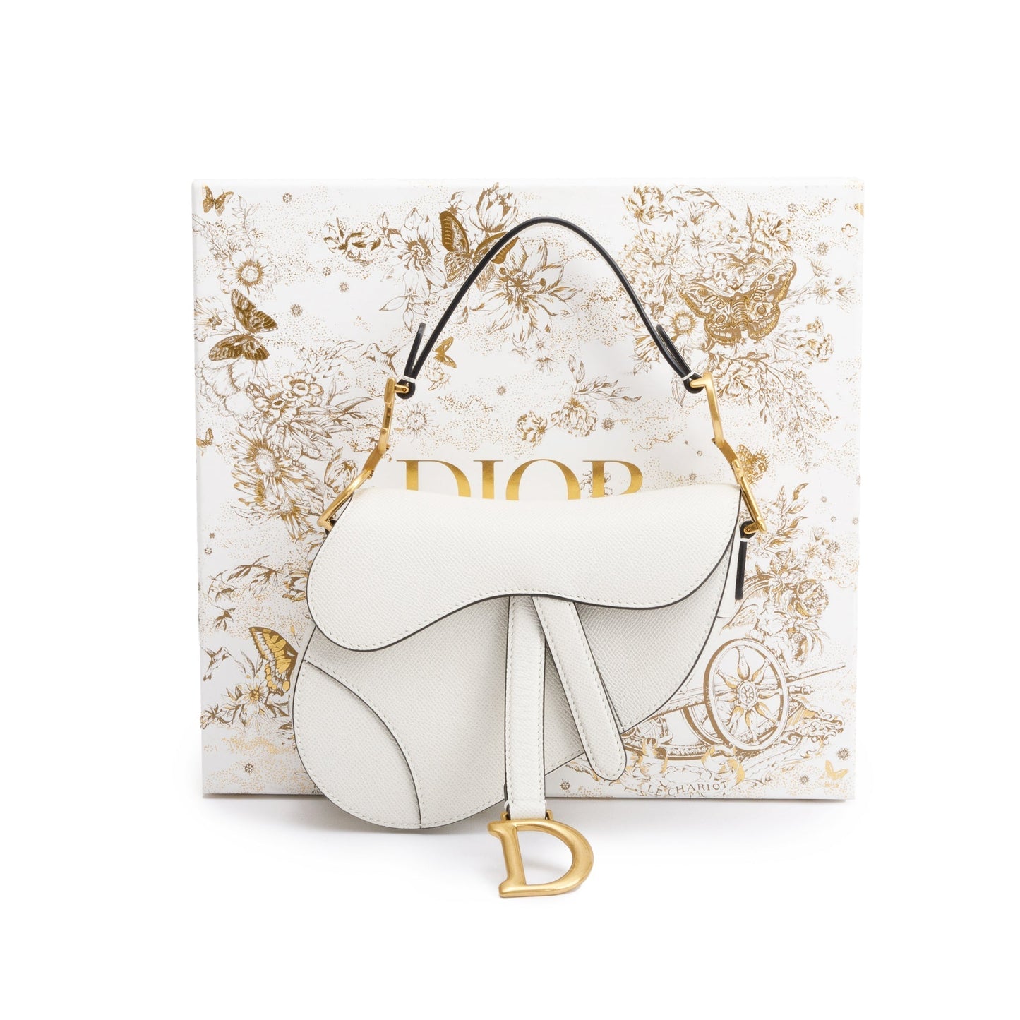 Dior Christian Calfskin Saddle Bag Leather White Travel Bag