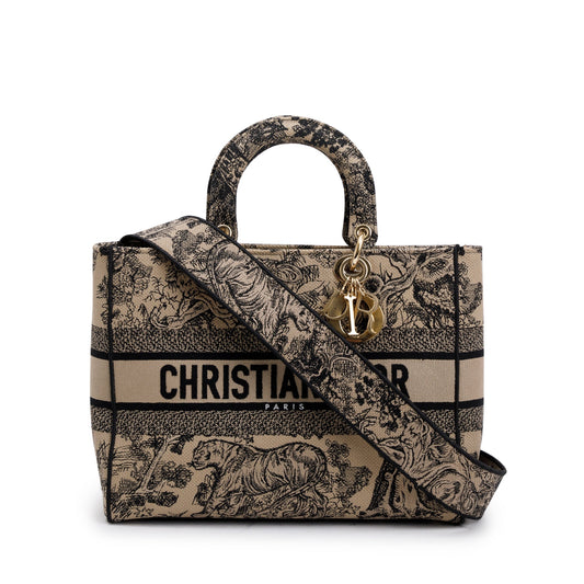 Dior Christian & Toile De Jouy Soleil Embroidery Black Beige Travel Bag