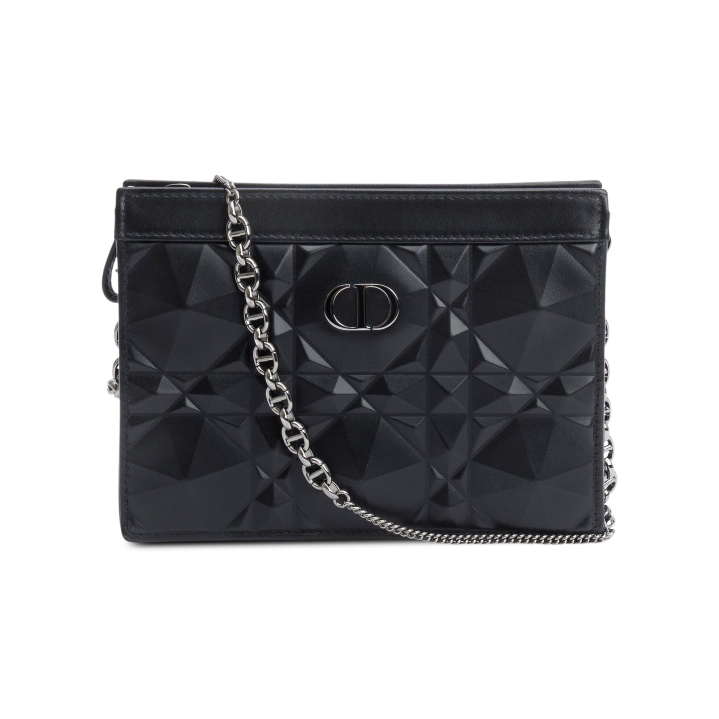 Dior Christian Macrocannage Diamond Caro Pouch With Handbag Quilted Black Travel Bag