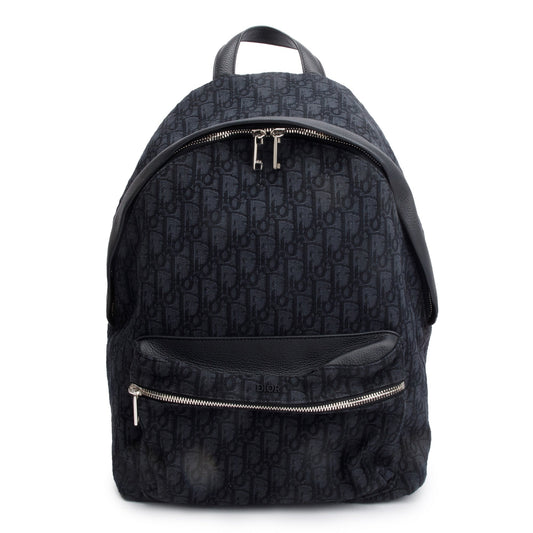 Dior Christian Oblique Jacquard Rider Backpack Handbag Black
