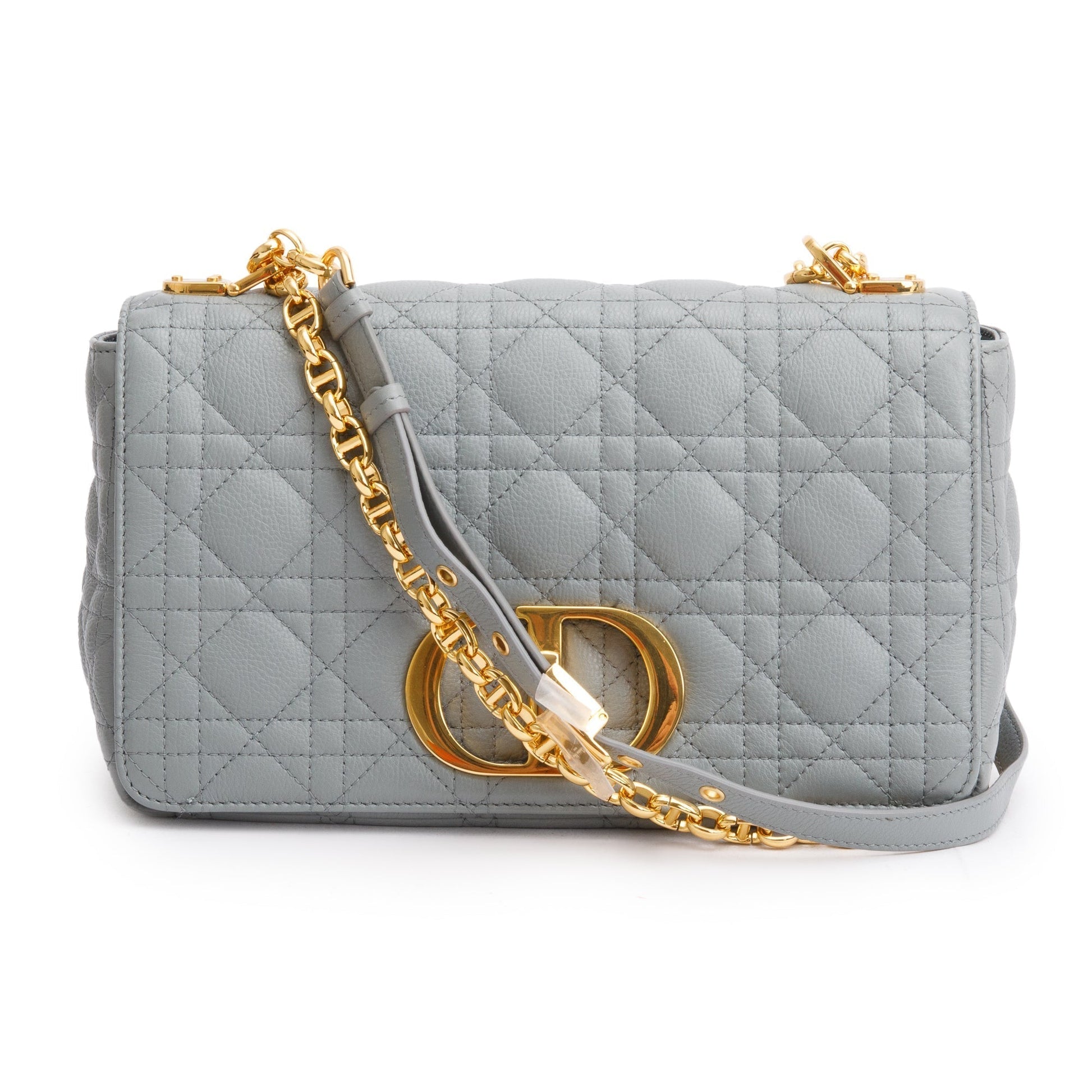 Dior Christian Grey Supple Cannage Calfskin Caro Bag Leather Medium Travel Bag