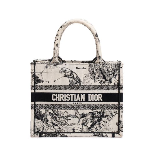 Dior Christian Latte & Toile De Jouy Zodiac Black Small Tote Bag