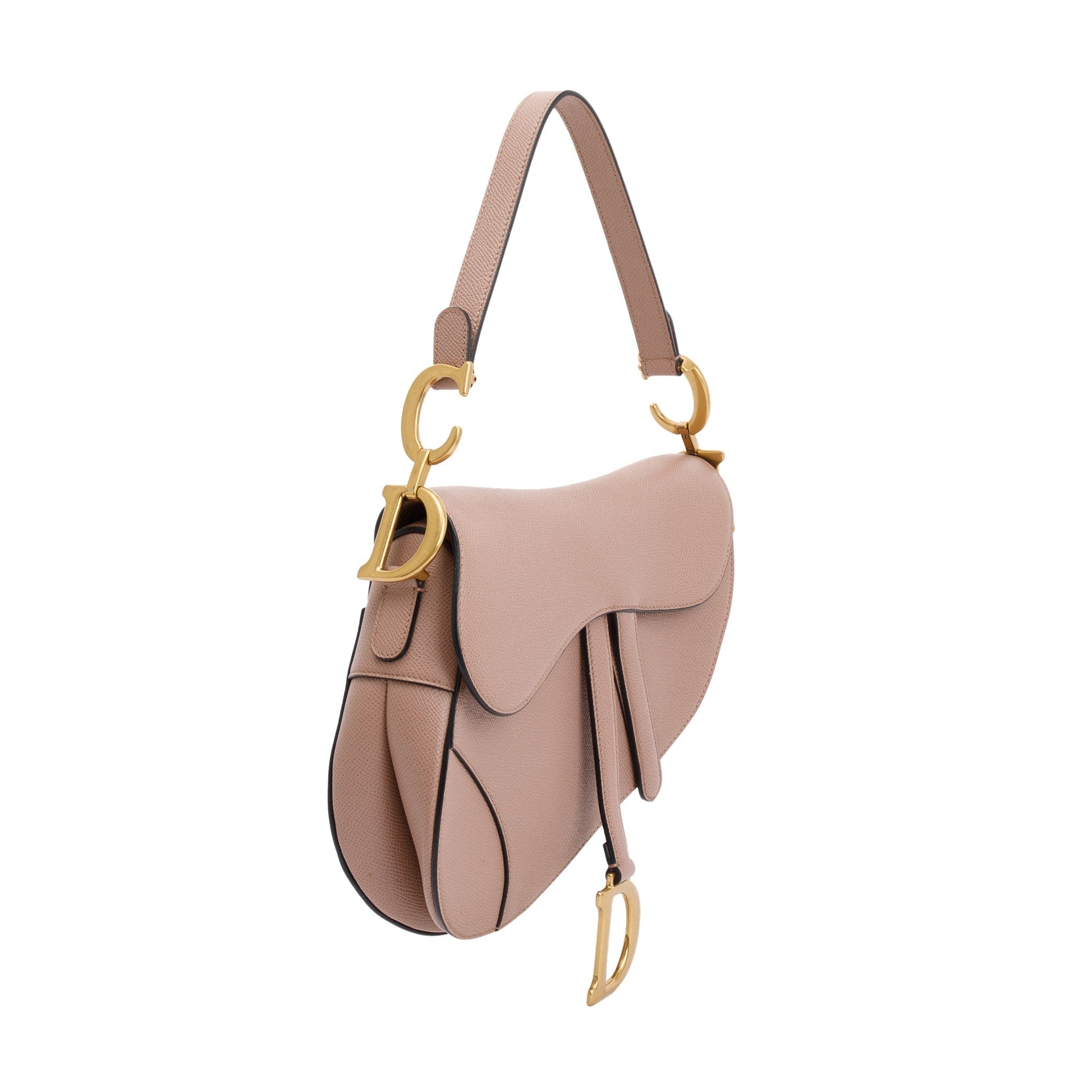 Dior Christian Neutral Grained Calfskin Saddle Bag Leather Medium Travel Bag