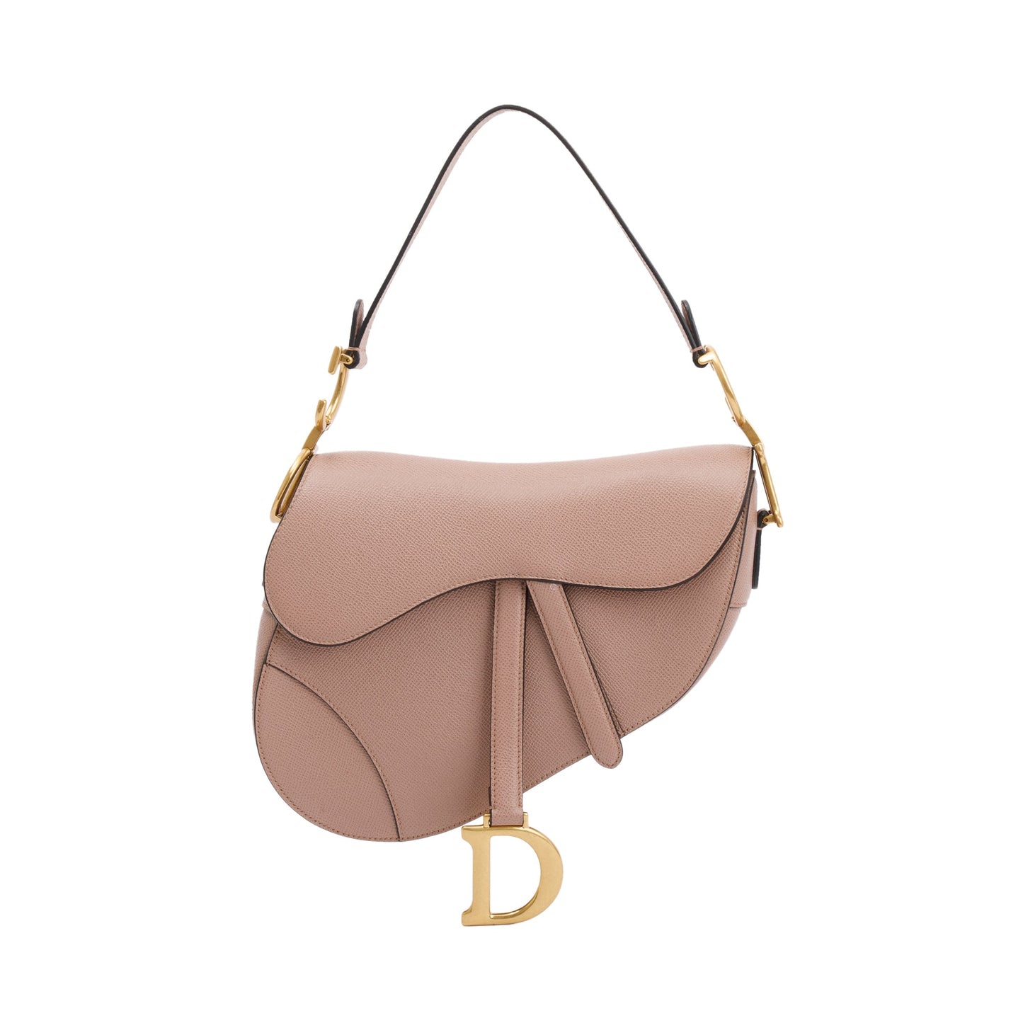 Dior Christian Neutral Grained Calfskin Saddle Bag Leather Medium Travel Bag
