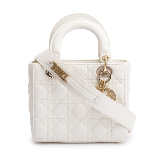 Dior Christian Cannage Lambskin Lady My Abc Bag Leather White Travel Bag