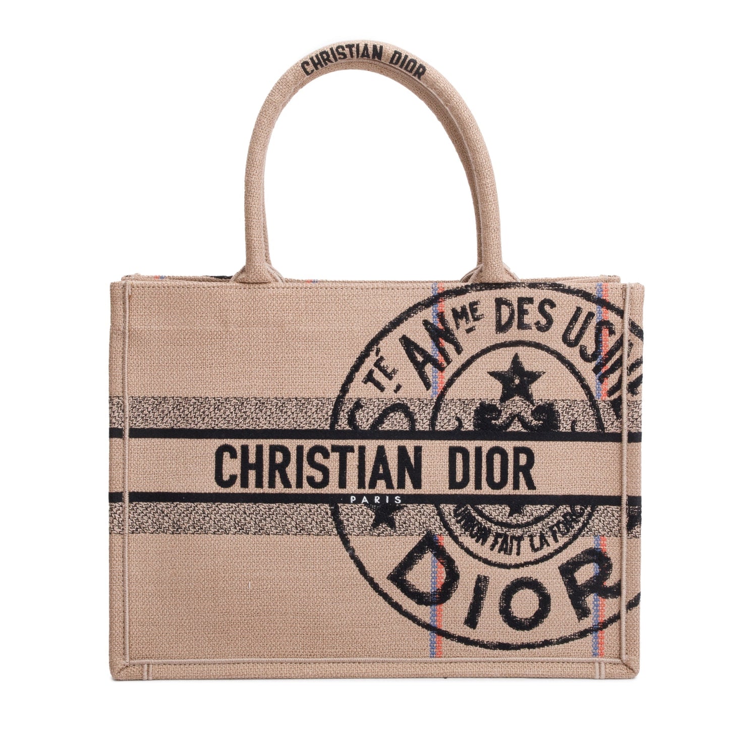 Dior Christian L'Union Fait La Force Book Tote Canvas Beige Tote Bag