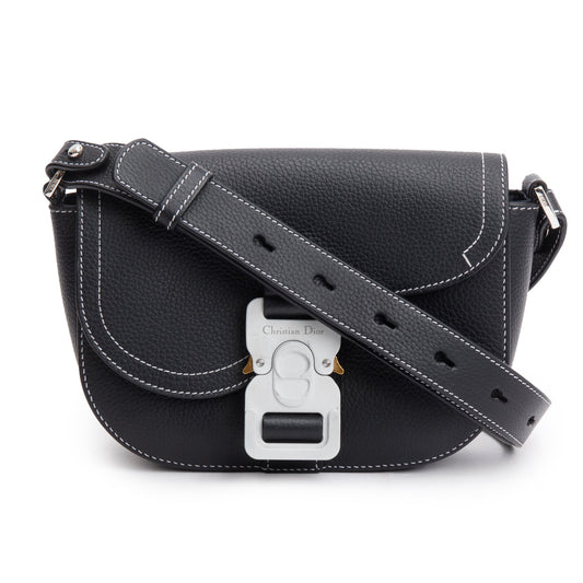 Dior Christian Calfskin Saddle Messenger Bag Leather Black Travel Bag