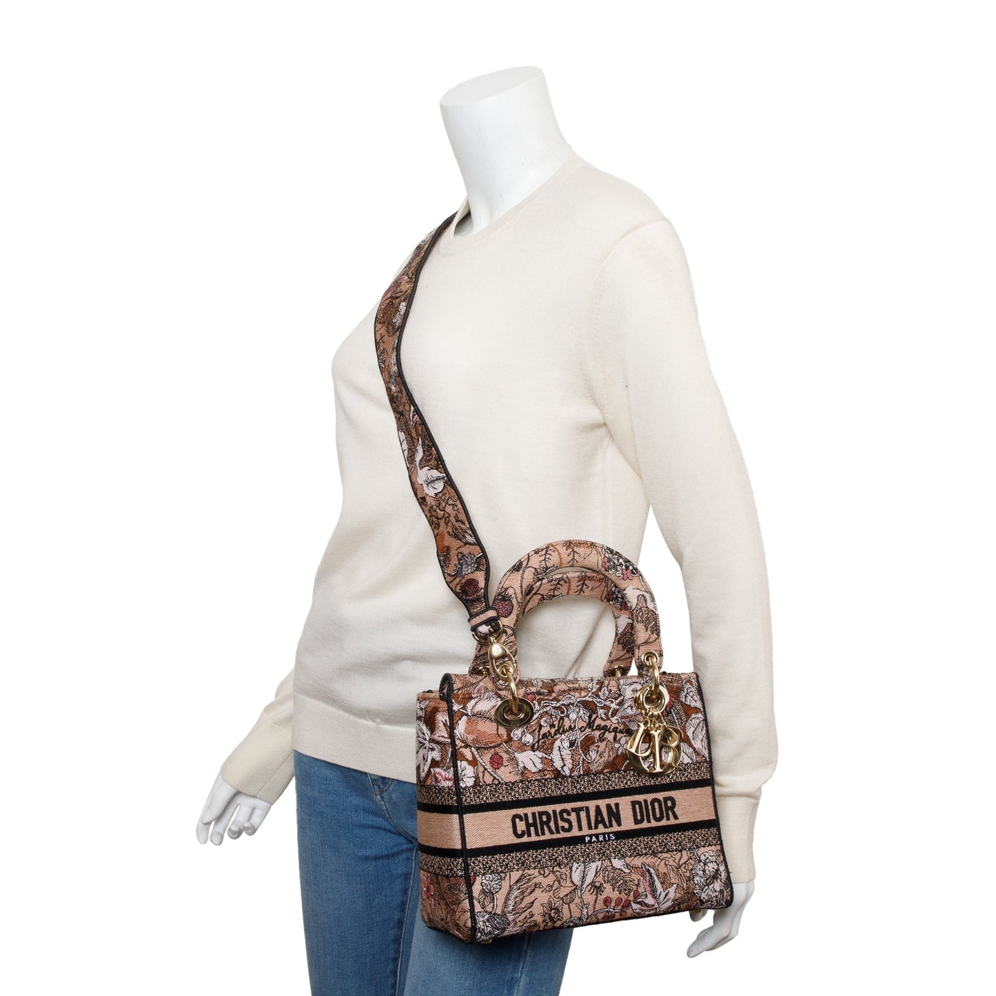 Dior Christian Jardin Magique Embroidery Lady D Lite Medium Travel Bag