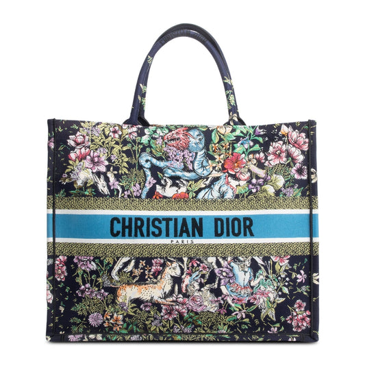 Dior Christian Navy Multicolor Toile De Jouy D Large Tote Bag