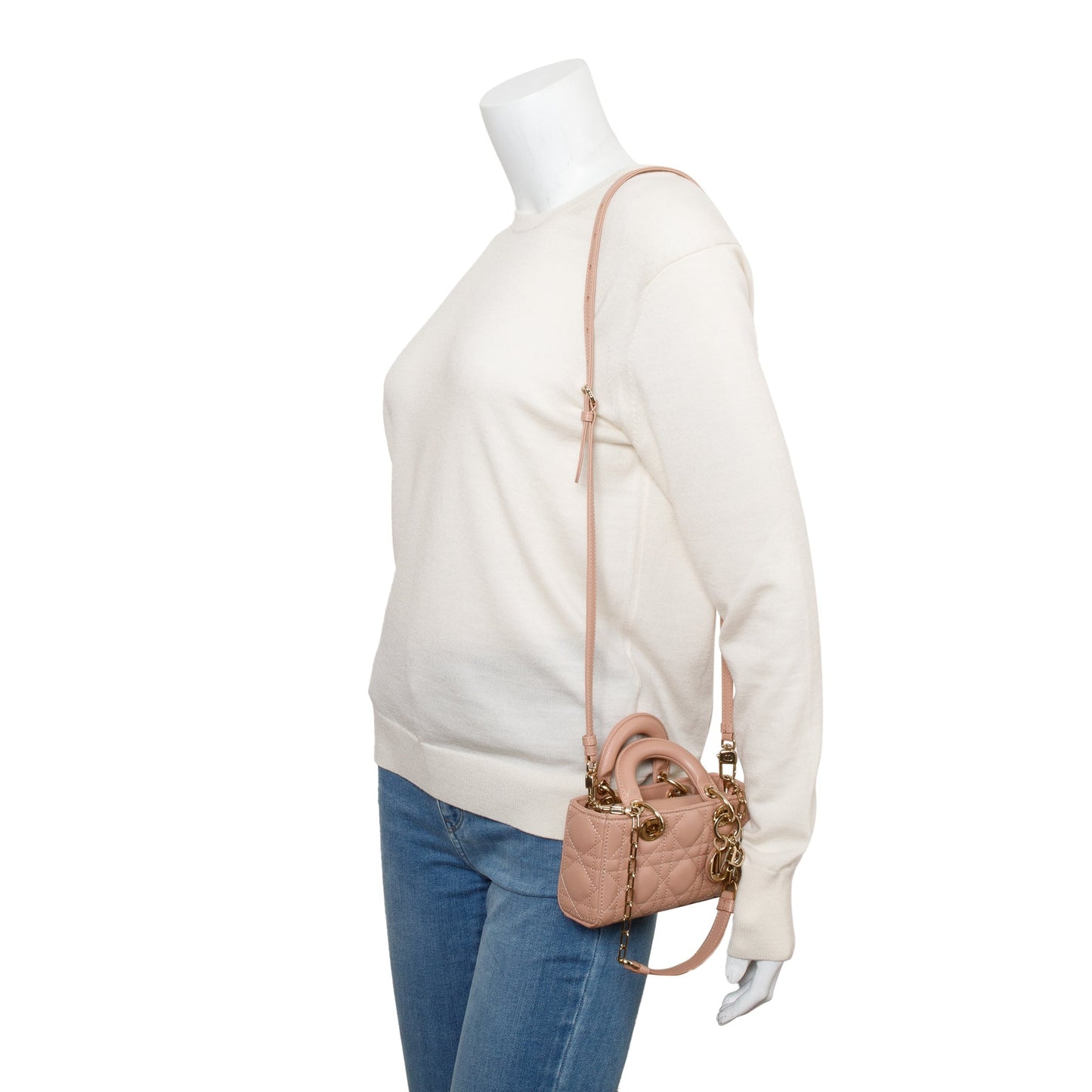Dior Christian Rose Des Vents Cannage Lambskin Micro Travel Bag