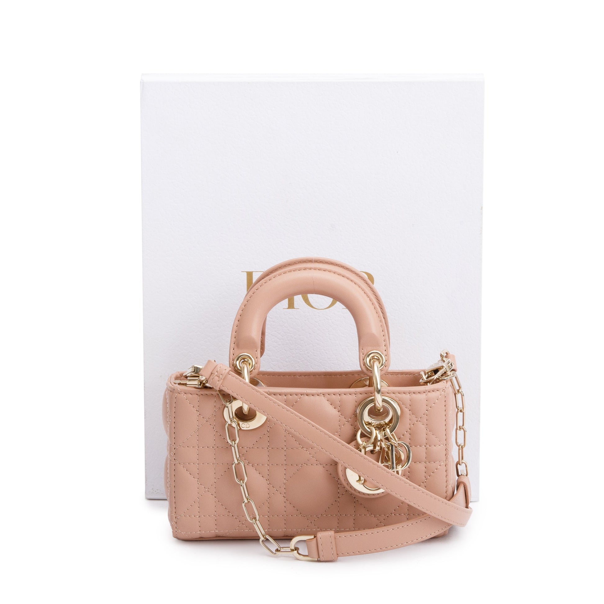 Dior Christian Rose Des Vents Cannage Lambskin Micro Travel Bag