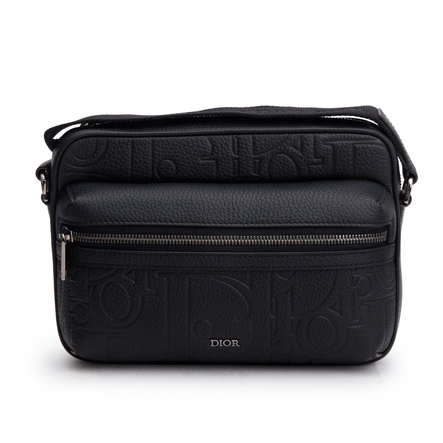 Dior Christian Rider . Zipped Messenger Bag Leather Black Travel Bag