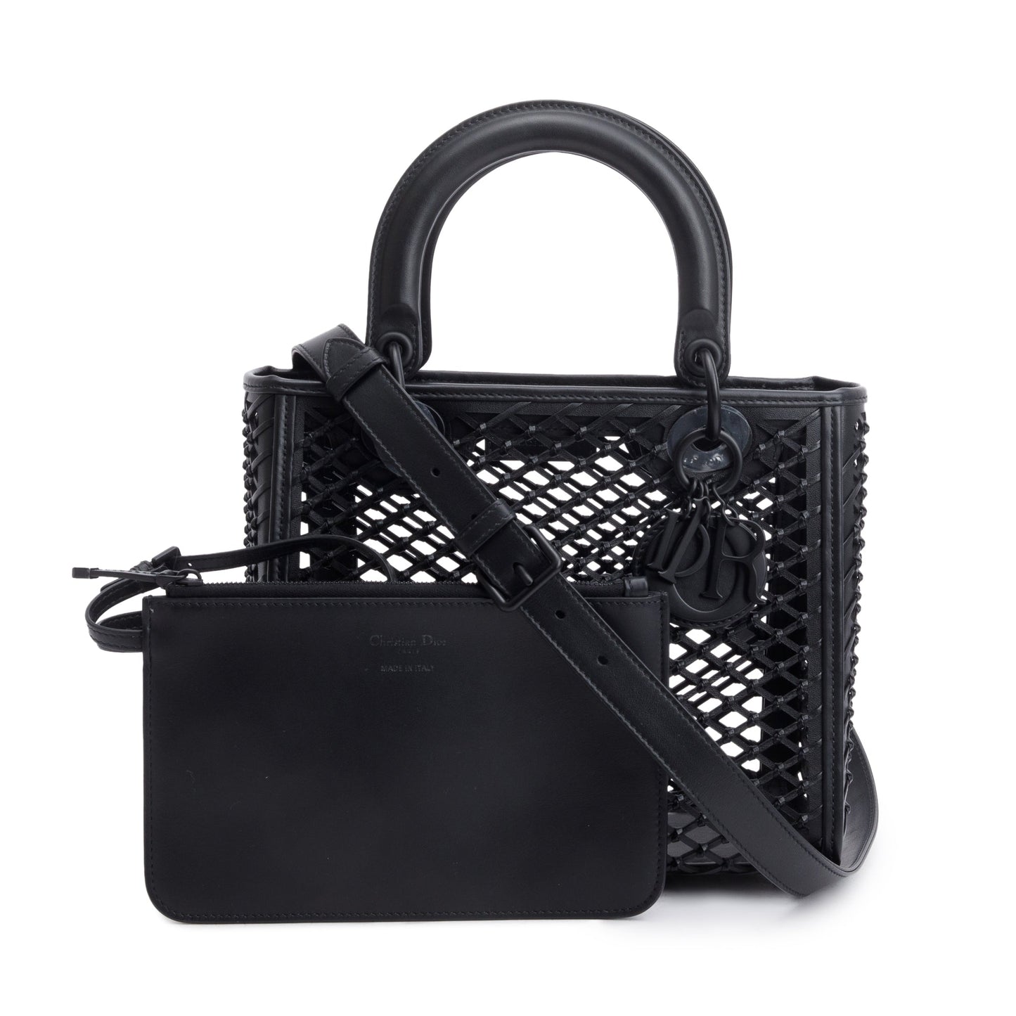 Dior Christian So Lady Bag Leather Black Travel Bag