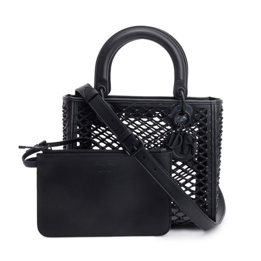 Dior Christian So Lady Bag Leather Black Travel Bag