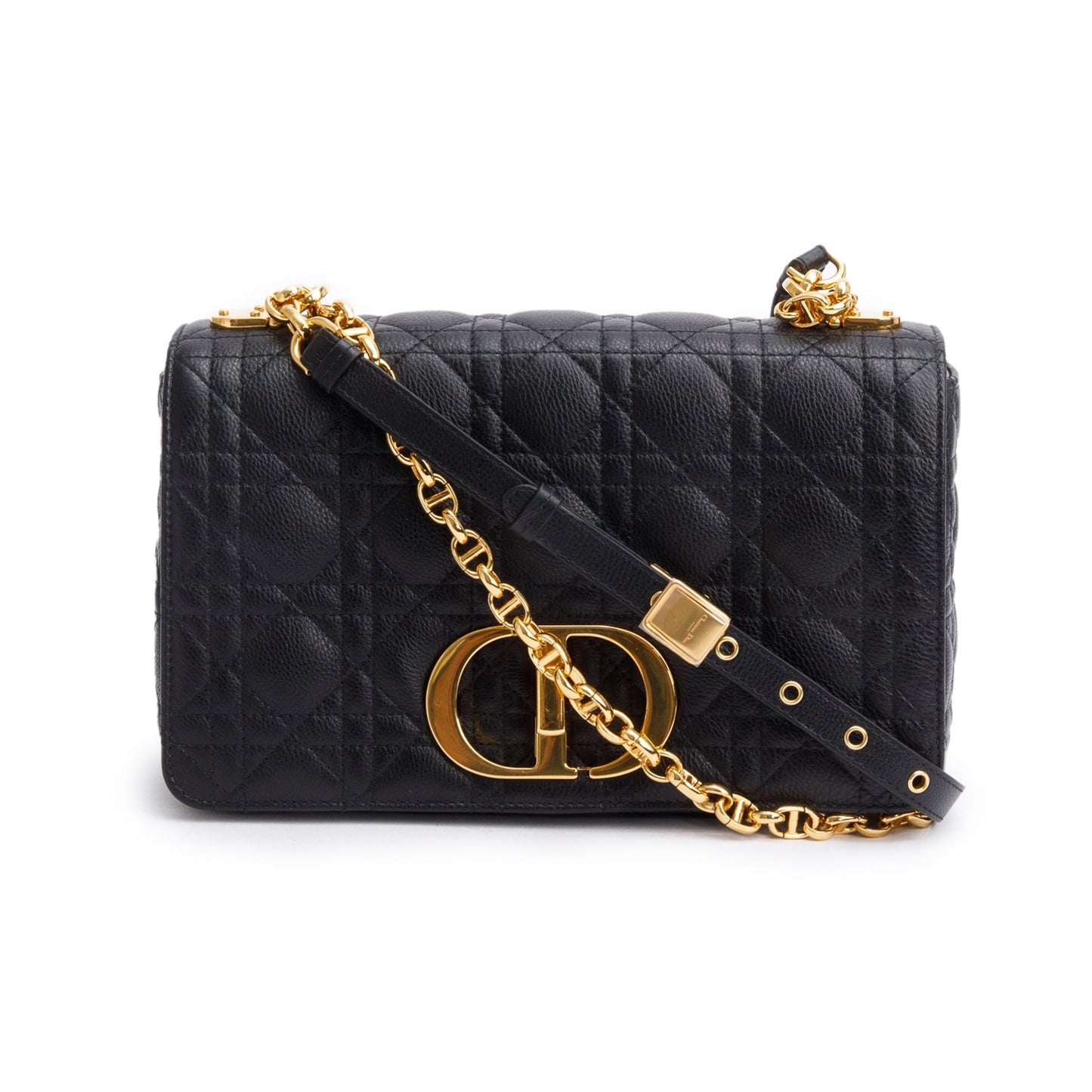 Dior Christian Supple Cannage Calfskin Caro Bag Leather Black Travel Bag