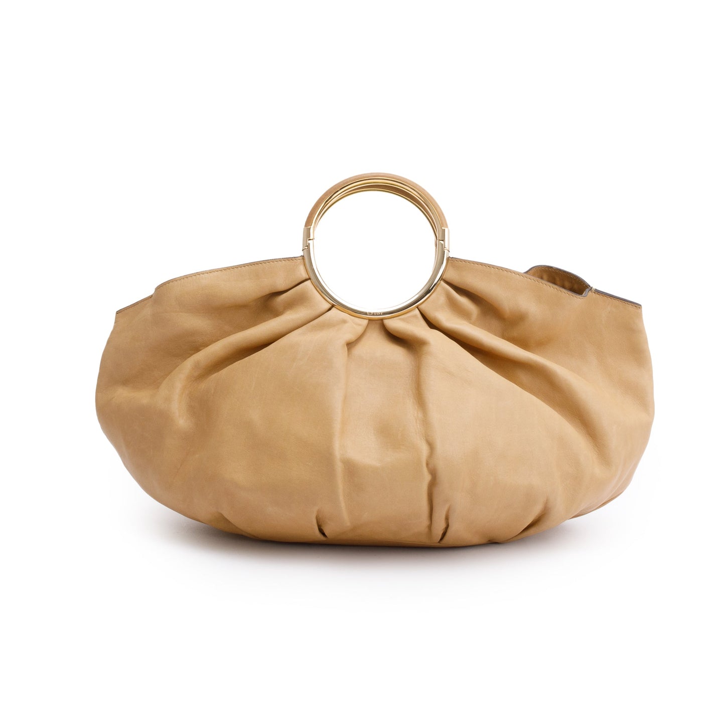 Dior Christian Calfskin Soft Babe Handle Bag Leather Beige Travel Bag