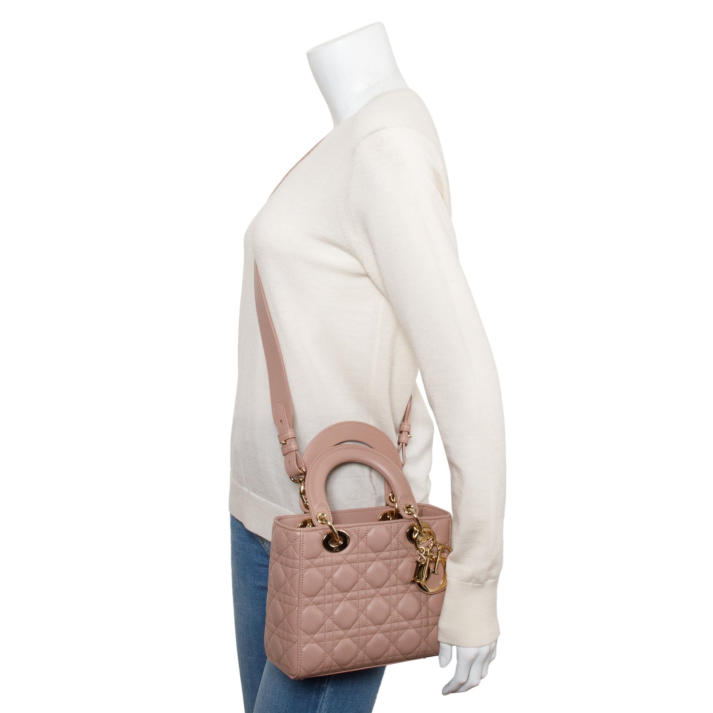 Dior Christian Cannage Lambskin Lady My Abc Bag Leather Beige Travel Bag