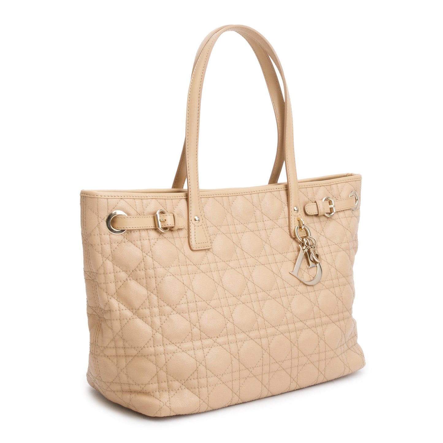 Dior Christian Cannage Panarea Shopping Tote Handbag Beige Tote Bag