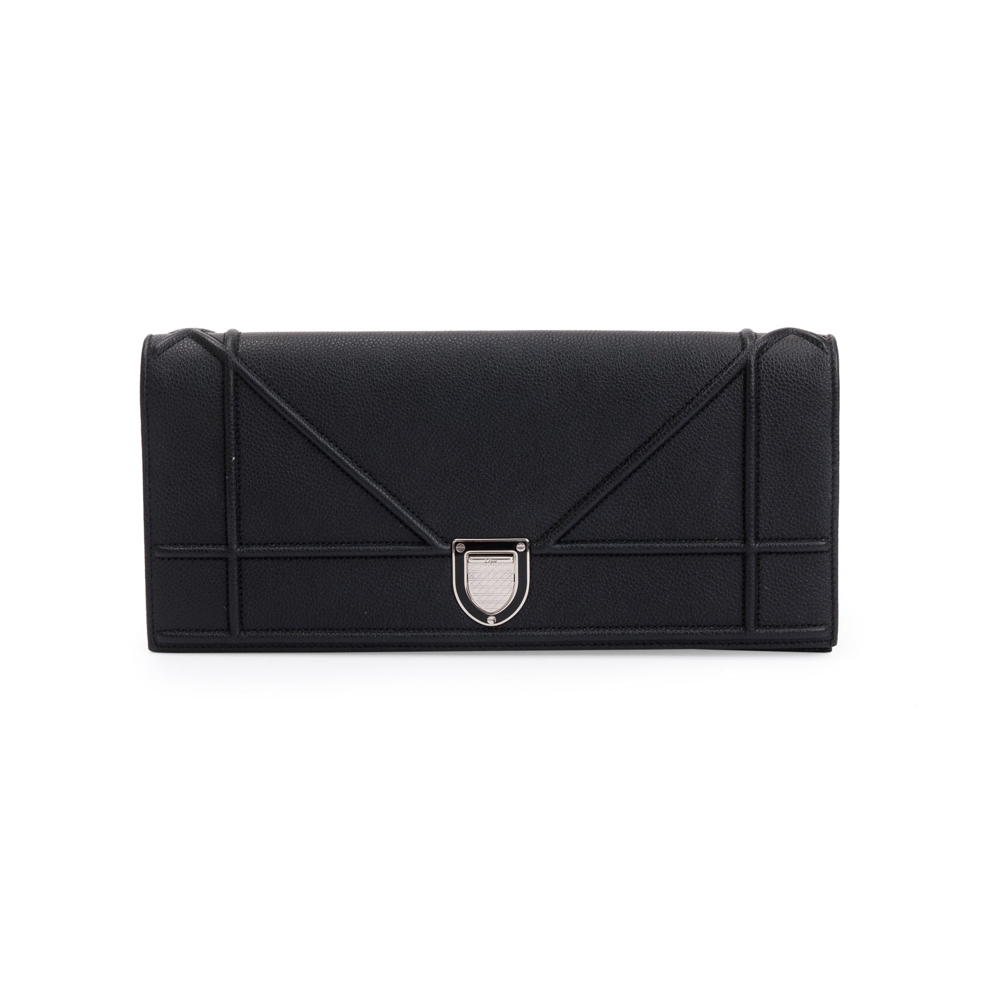 Dior Christian Calfskin ama Clutch Handbag Leather Black Clutch Bag