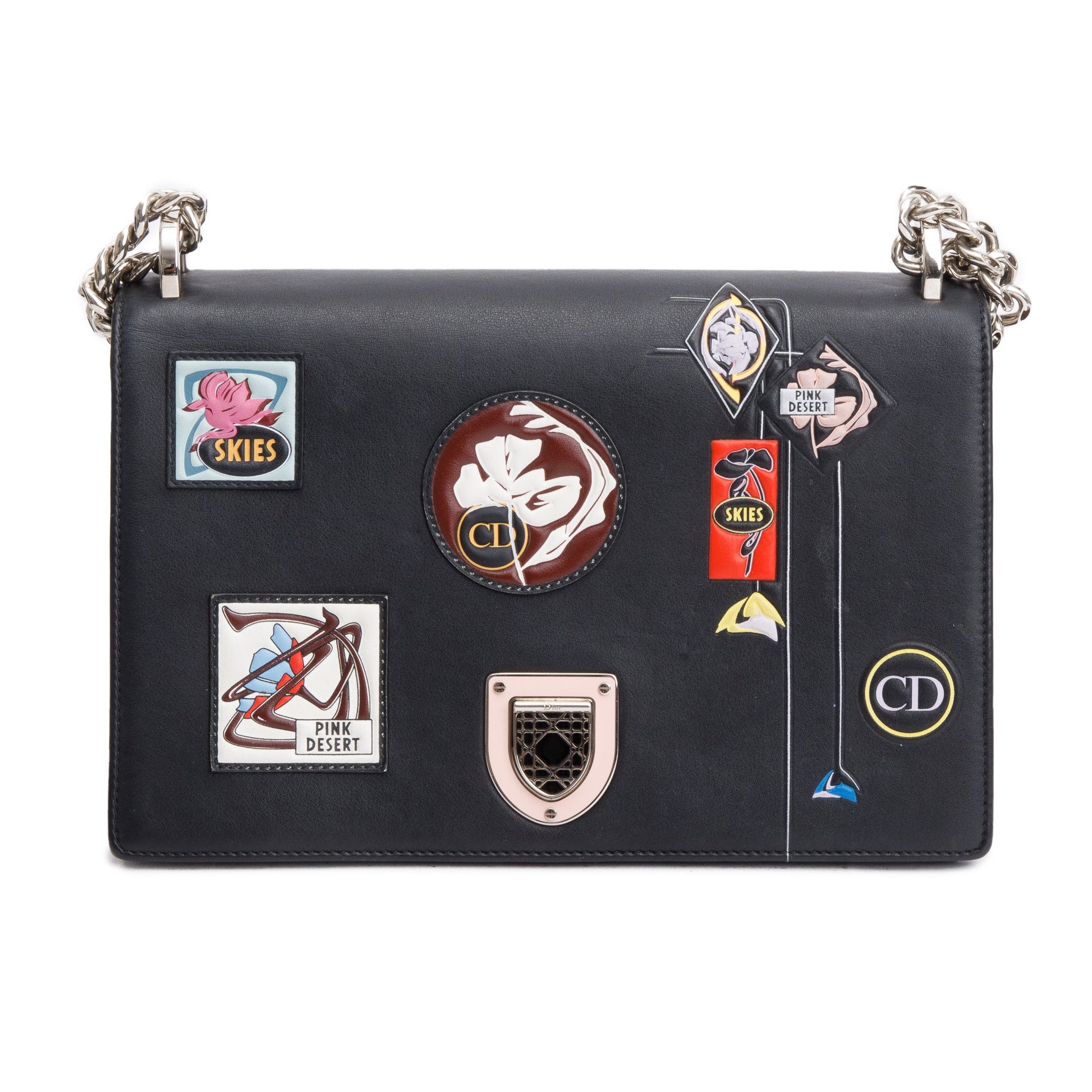 Dior Christian Calfskin Paradise ama Bag Leather Black Travel Bag