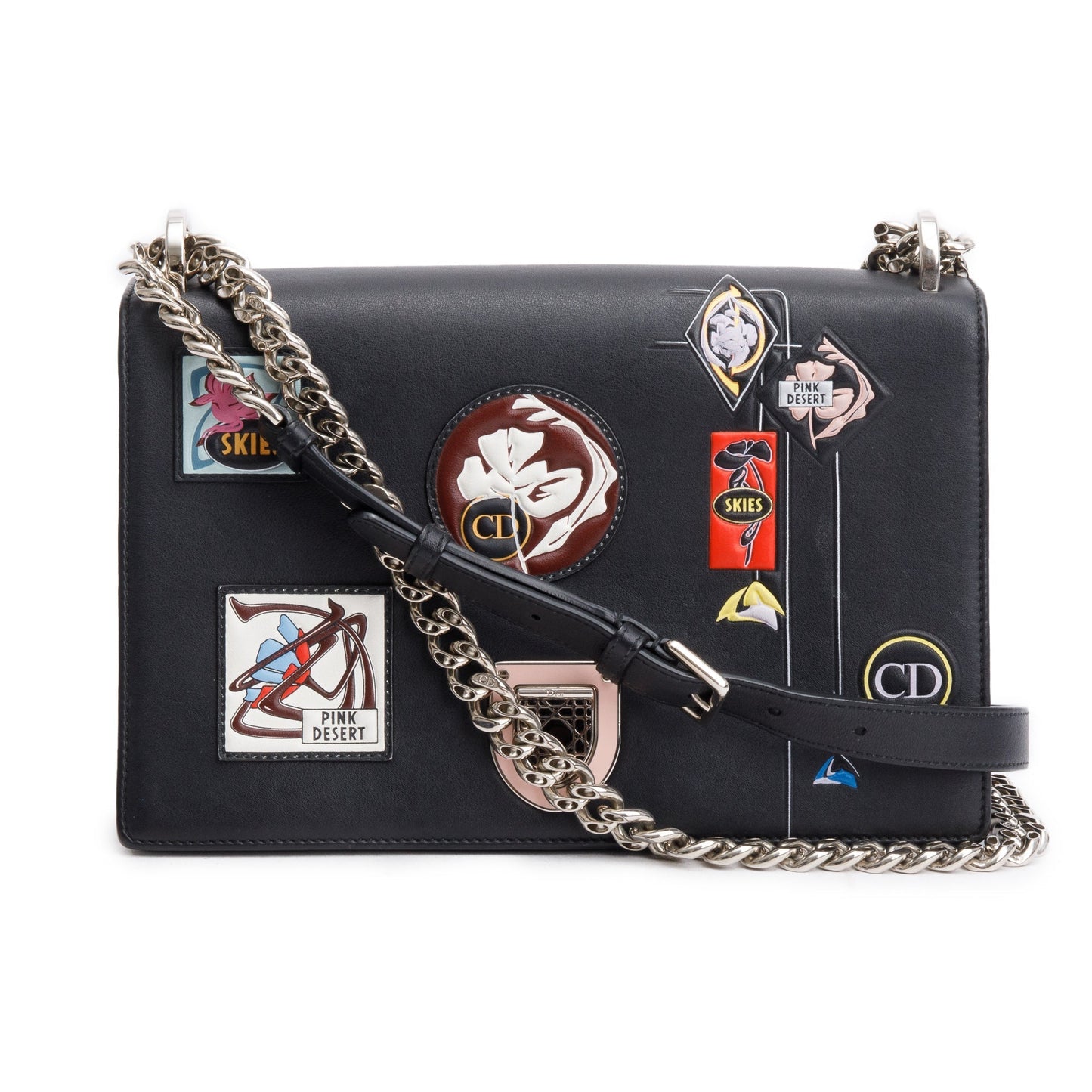 Dior Christian Calfskin Paradise ama Bag Leather Black Travel Bag