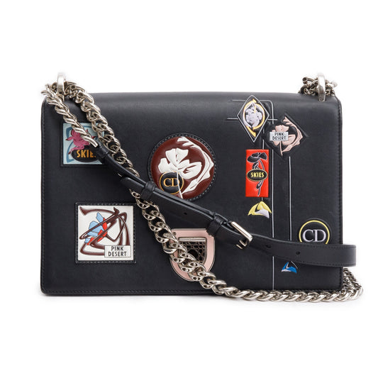 Dior Christian Calfskin Paradise ama Bag Leather Black Travel Bag