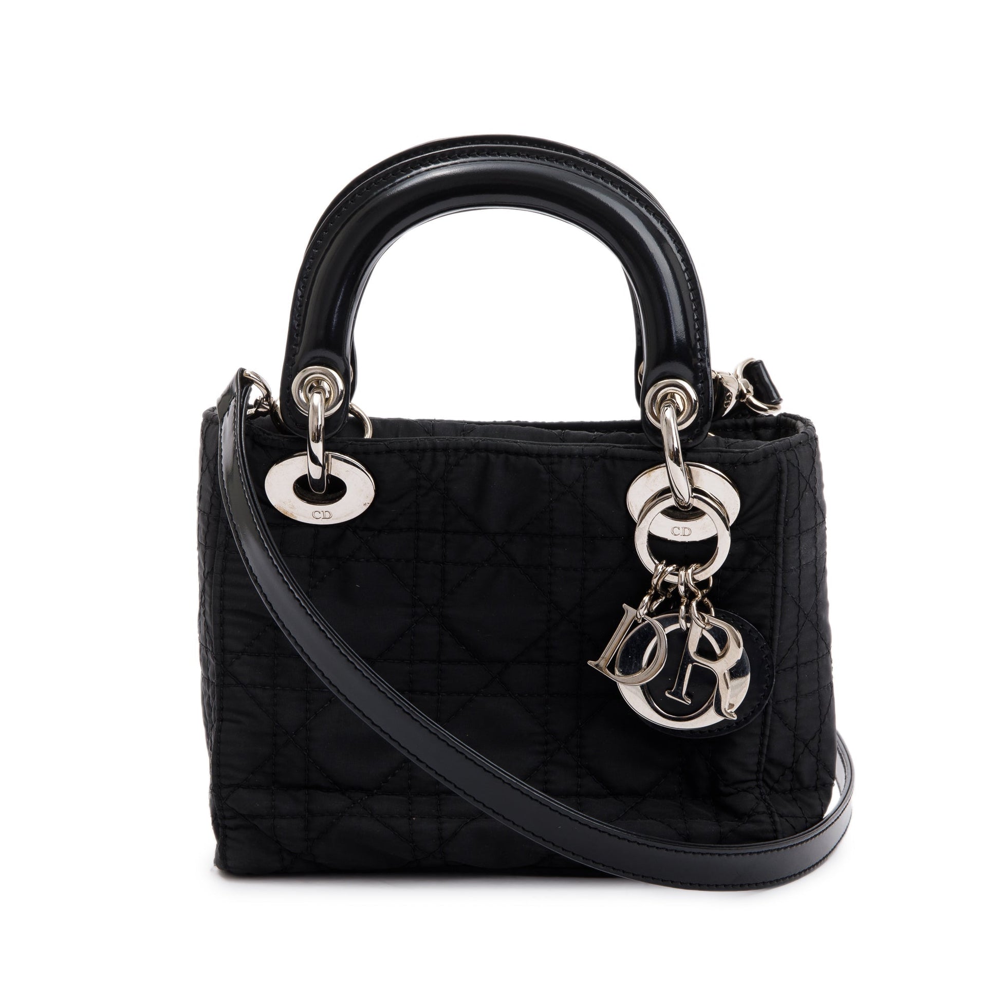 Dior Christian Cannage Lady Bag Nylon Black Travel Bag