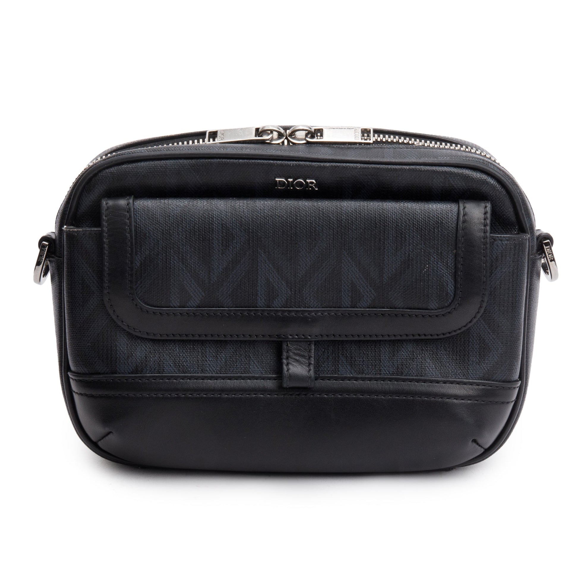 Dior Christian Cd Diamond Coated Hit The Road Leather Canvas Travel Bag