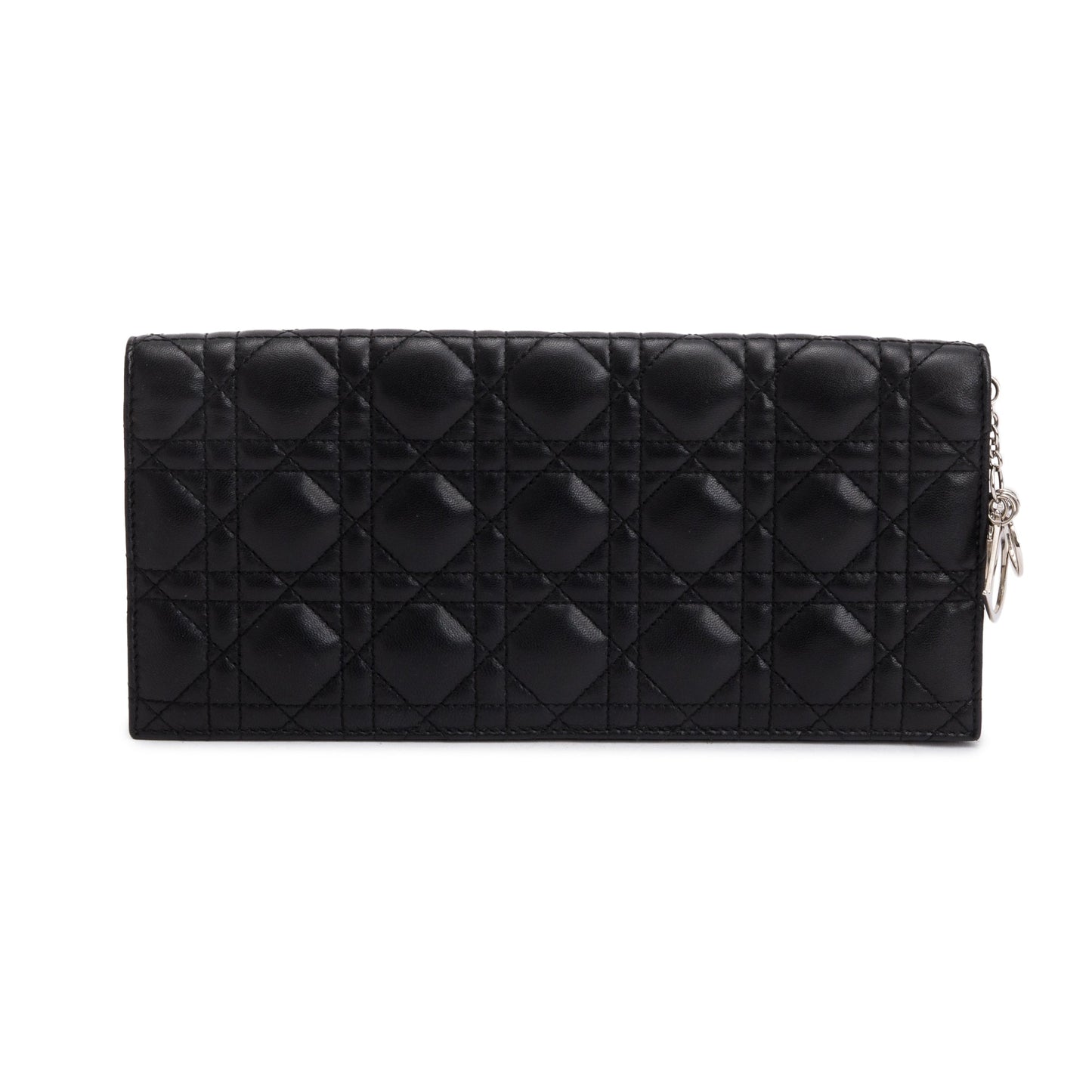 Dior Christian Lady Convertible Clutch Handbag Leather Black Clutch Bag