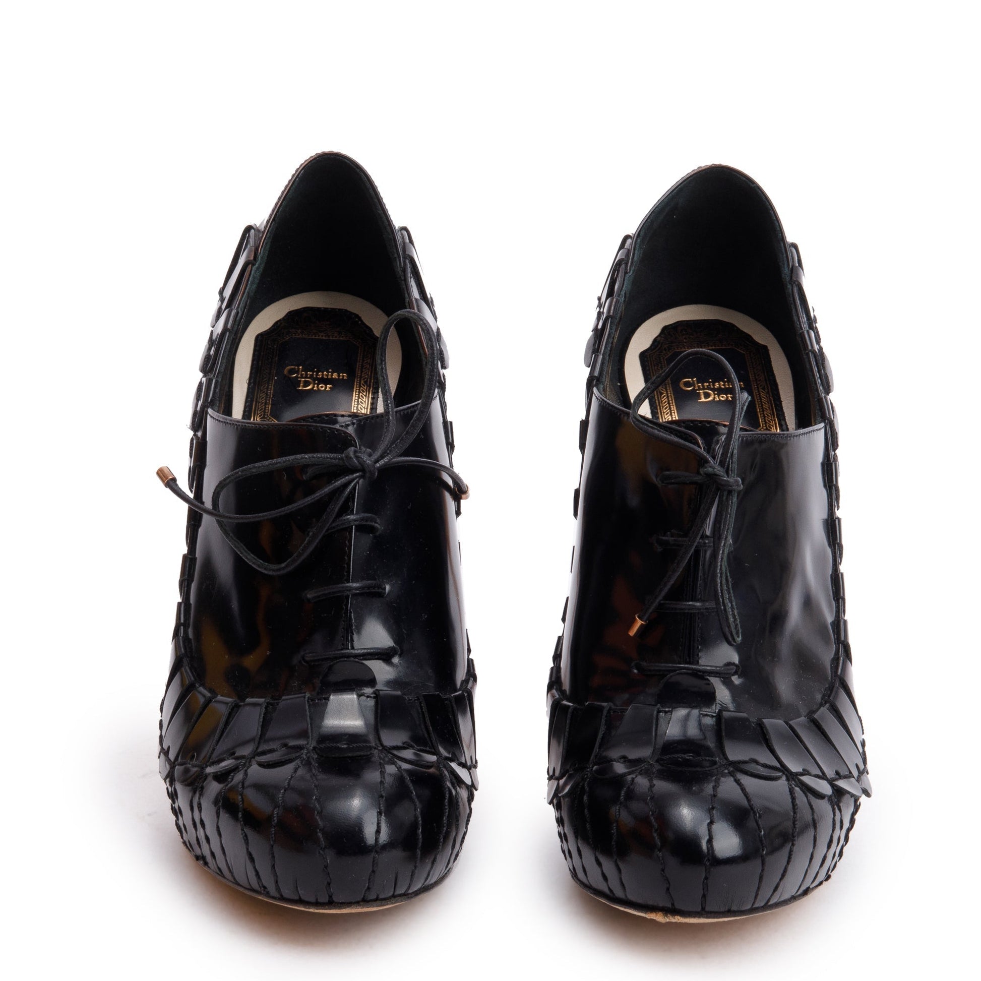Dior Christian Patent Bootie Pumps, Size Handbag Leather Black Shoes