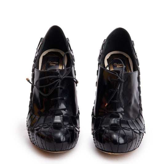 Dior Christian Patent Bootie Pumps, Size Handbag Leather Black Shoes